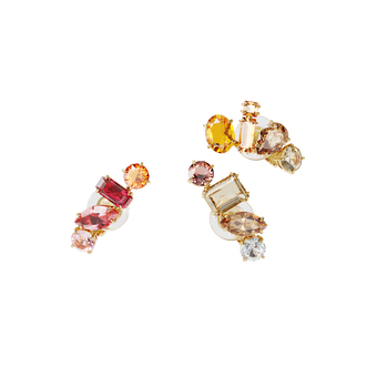Gema clip earrings, Asymmetrical, Multicolored, Gold-tone plated swarovski gema clip earrings asymmetrical multicolored gold tone plated